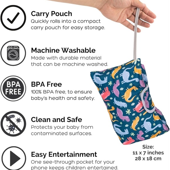 Suessie Shopping Cart Cover and High Chair Cover, Dinosaurs - Picture 3 of 5